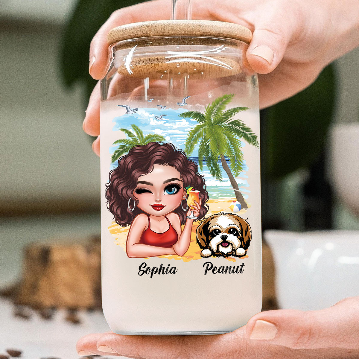 Summer Vibe Life Is Better With A Dog Personalized Clear Glass Can