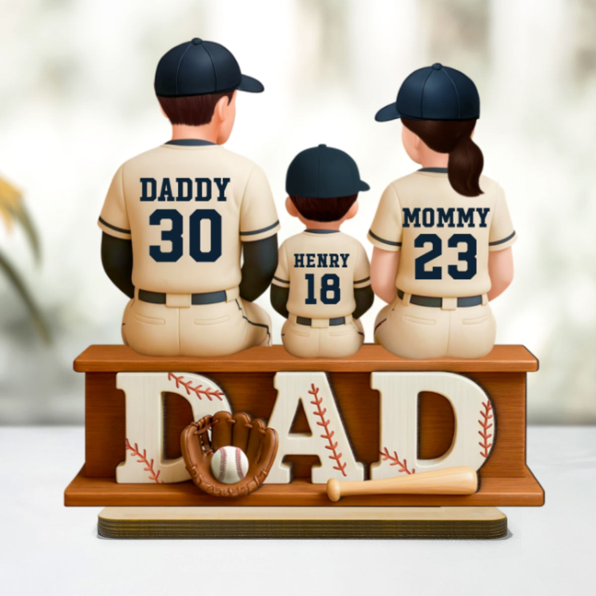 Personalized Baseball Theme Standing Wooden Plaque, Father's Day Gift for Baseball Dad, Gift for Husband