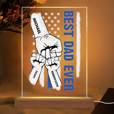 Best Dad Grandpa Ever Flag Father‘s Day Gift Personalized Rectangle Acrylic Plaque With LED Night Light