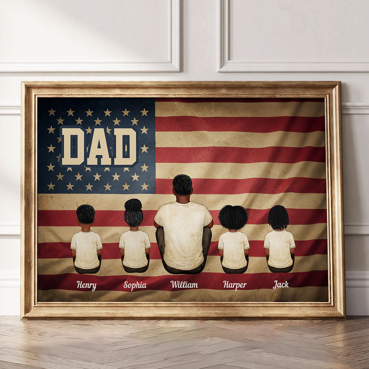 Vintage Retro Nation Flag Family Personalized Poster, Gift For Dad, Mom