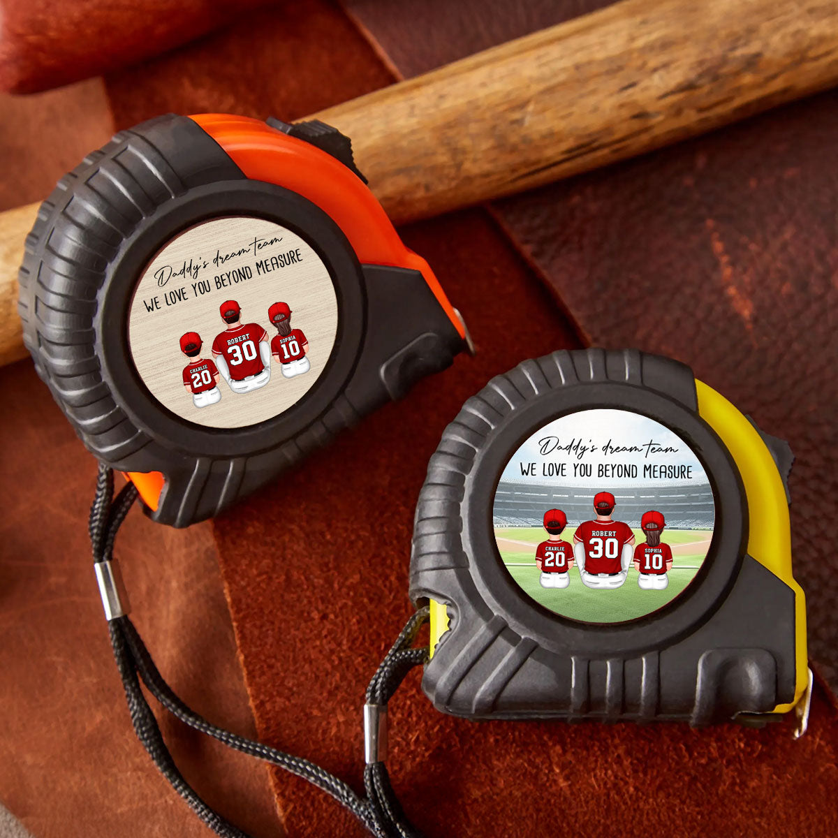 Baseball Daddy's Dream Team Love You Beyond Measure Personalized Tape Measure, Gift For Dad