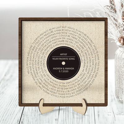 Vinyl Record First Dance Song Lyrics Wall Art Personalized 2-Layered Wooden Plaque, Valentine's Day, Anniversary Gift for Him or Her - Music Lover