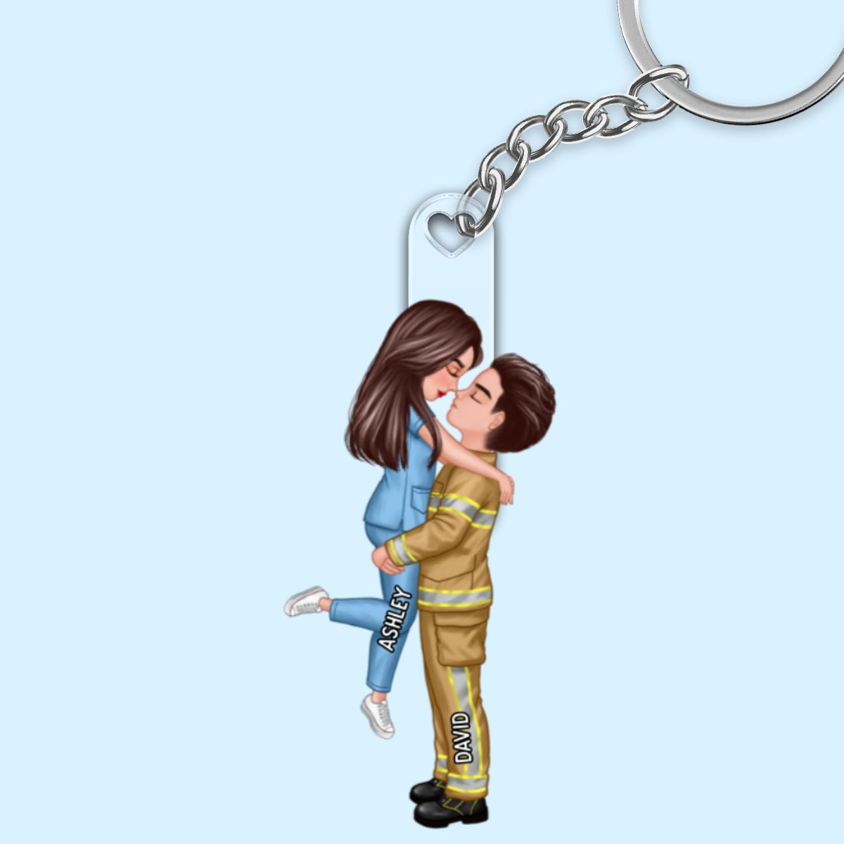 Couple Hugging Kissing Valentine‘s Day Gifts by Occupation Gift For Her Gift For Him Firefighter, Nurse, Police Officer Personalized Acrylic Keychain