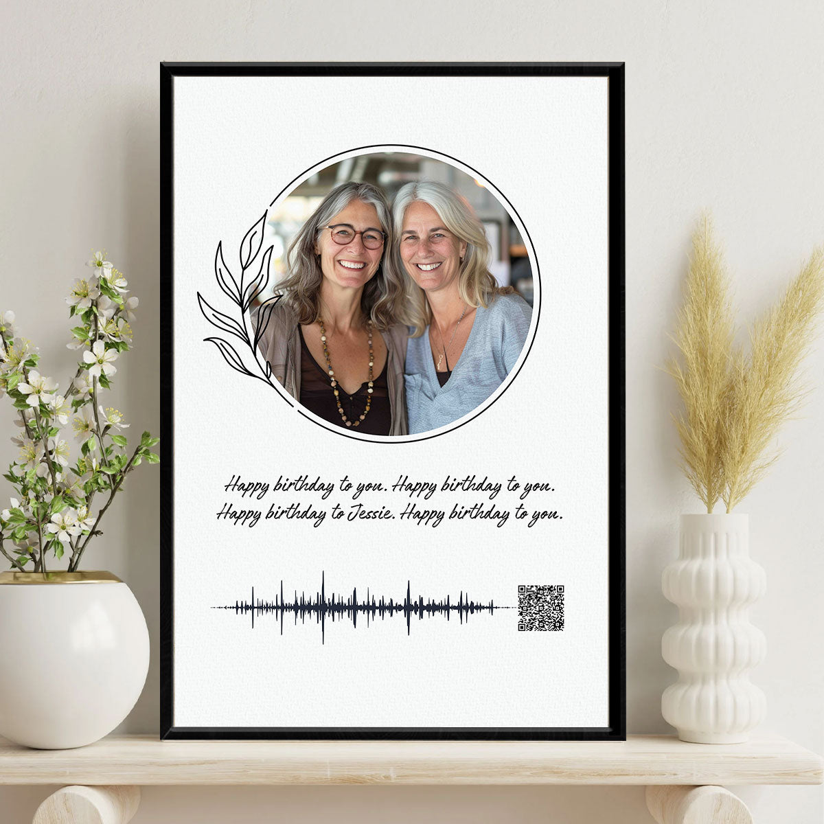 Heartfelt Voice Recording Gift for Mom, Grandma, Dad, Grandpa, Soundwave Art QR Code Personalized Poster