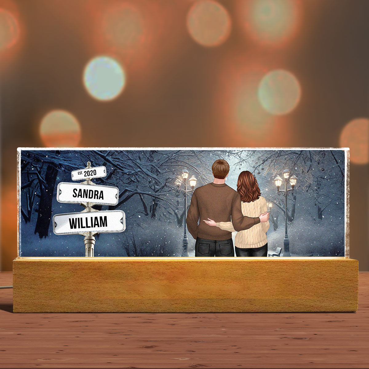 Winter Days Crossroads Street Sign Couple AcrylicLED Night Light For Couples, Best Personalized Gift For Couples, Cozy House Bedroom Decor For Couples, Best Valentines Day Gift for Girlfriend, For Boyfriend