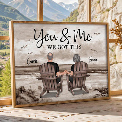 Eternal Love Couple Beach Landscape Retro Vintage Personalized Poster, Heartfelt Anniversary Gift, Wedding Gift, Birthday Gift For Couple, For Him, For Her
