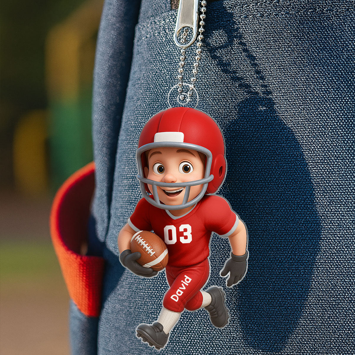 Football Player Personalized 2D Flat Acrylic Ornament, Christmas Gift for Son, Grandson