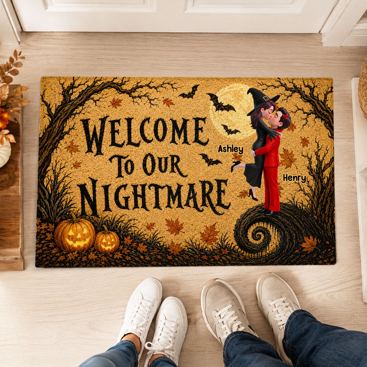 Trending Couple Welcome To Our Nightmare - Personalized Doormat - Halloween Decor For Couple