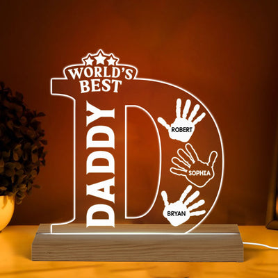 D Letter Handprints Father‘s Day Gift Personalized Warm Custom Shape LED Night Light