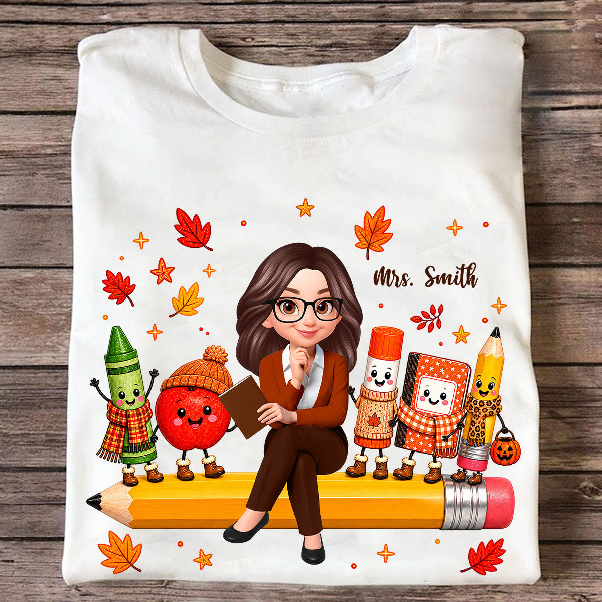 Cozy Warm Fall Vibe Teacher Life Happy School Supplies Friends - Personalized Shirt - Fall Gift For Teacher