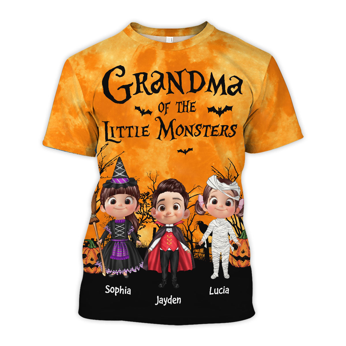 Halloween Mommy Daddy Grandma Grandpa Of The Little Monsters Cute Cartoon Kids Personalized 3D Shirt