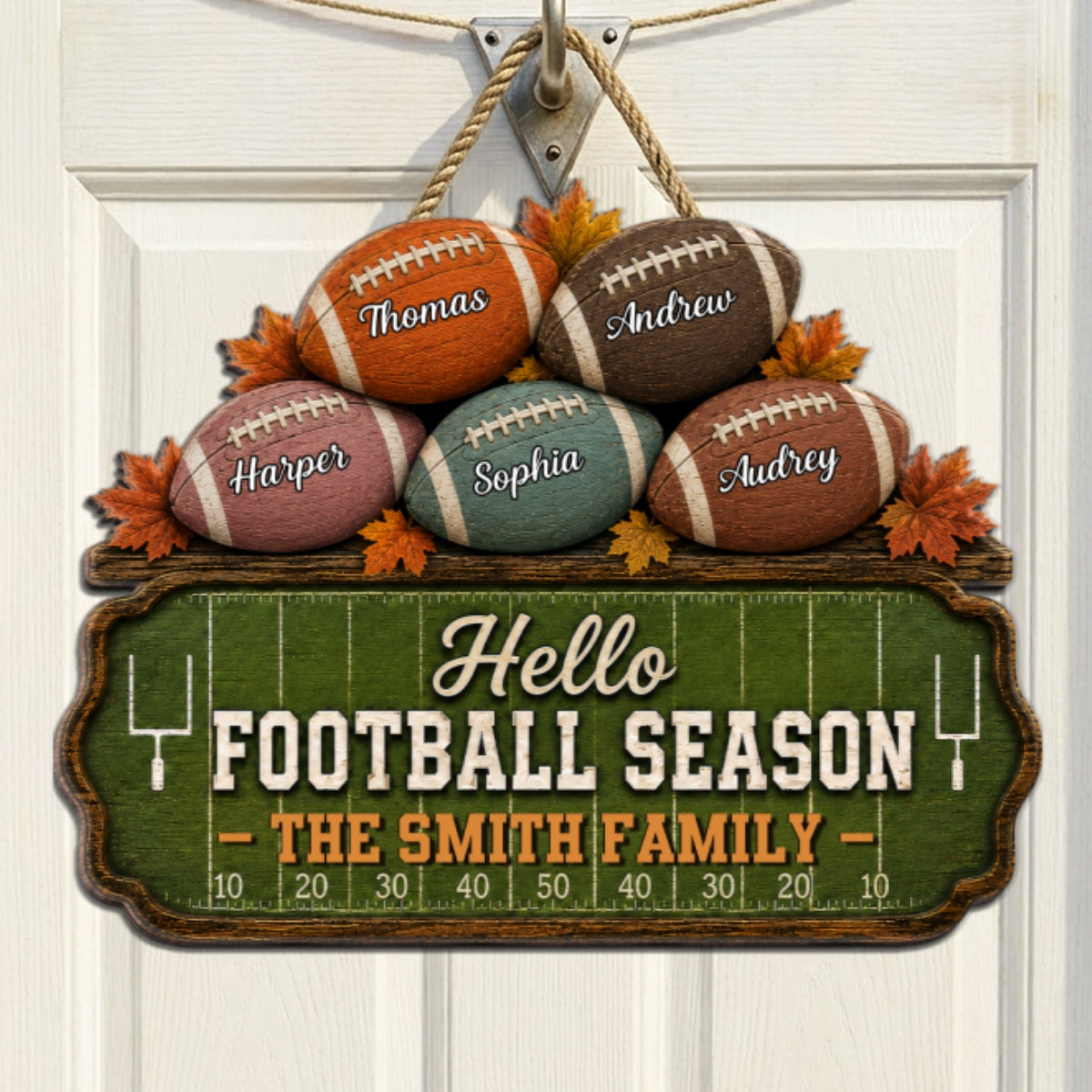 Football Field Family 2D Flat - Personalized Wood Sign - Fall Season Football Season