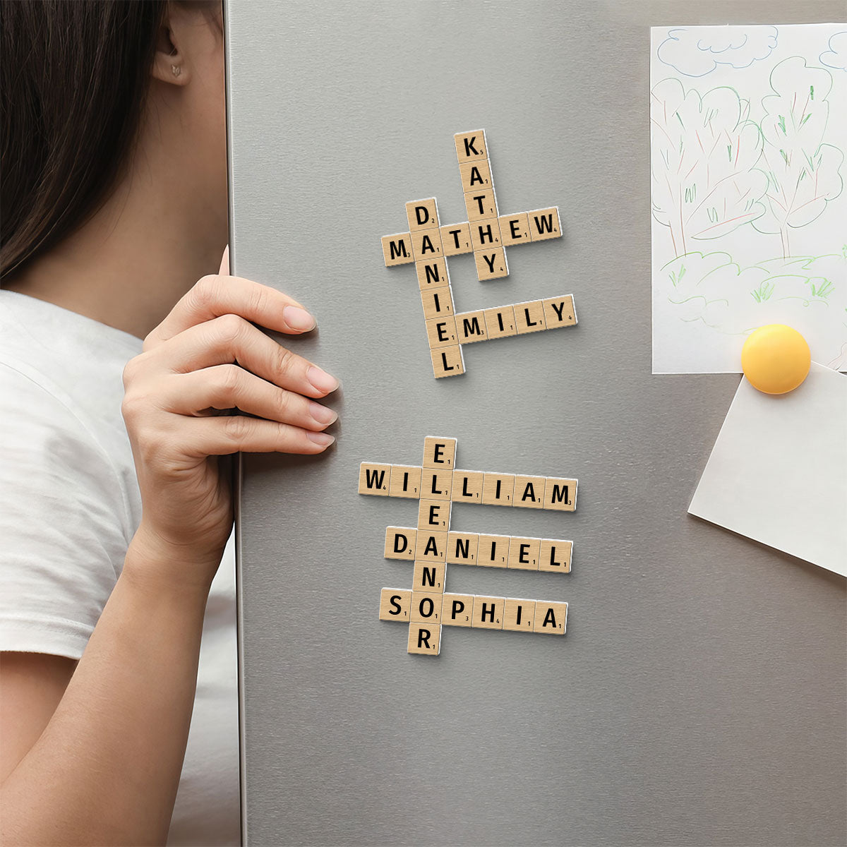 Family Crossword Art - Created In A Moment, Treasured Forever Personalized Custom Shape Acrylic Magnet