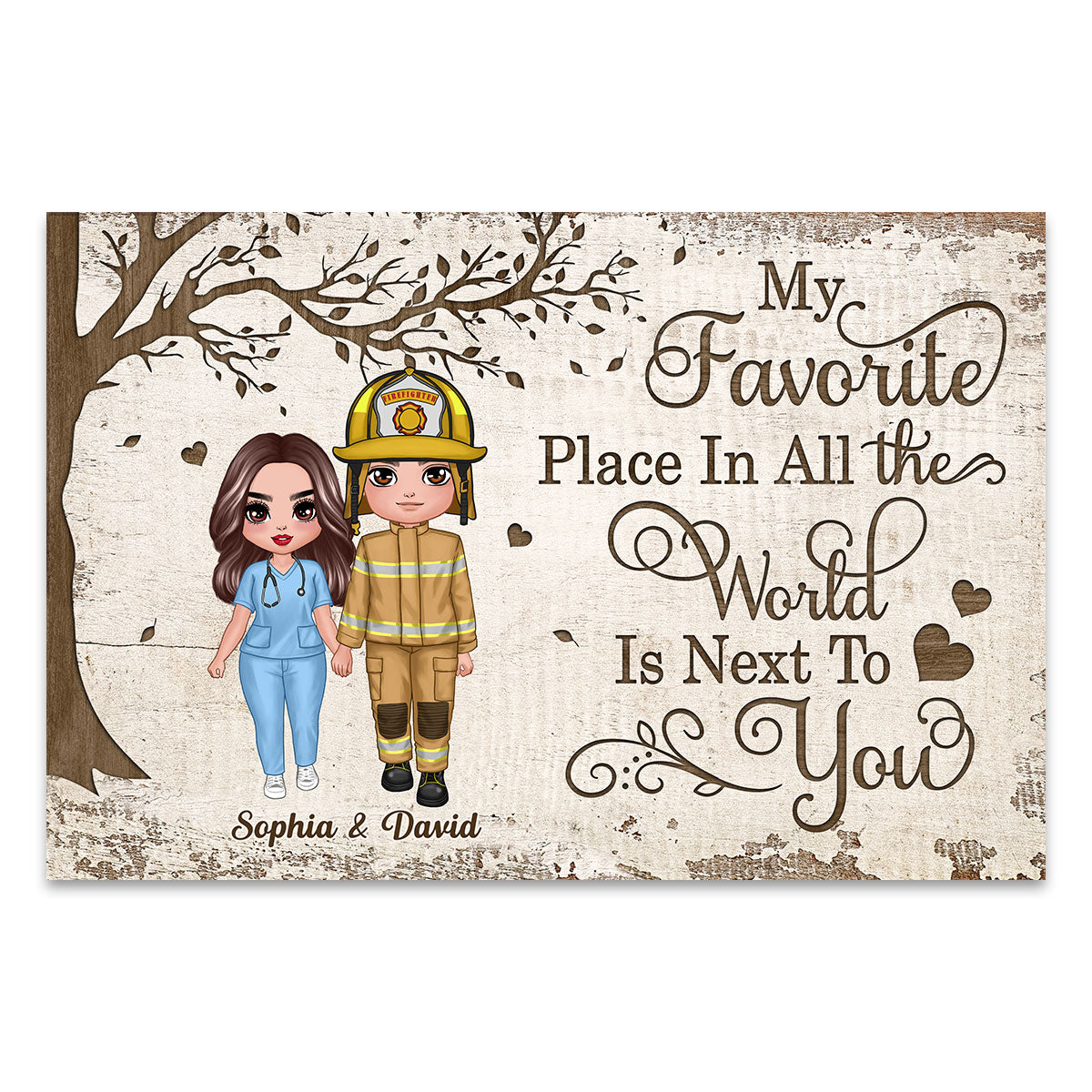 Favorite Place In The World Couple Standing Gifts by Occupation Gift For Her Gift For Him Firefighter, Nurse, Police Officer Personalized Poster