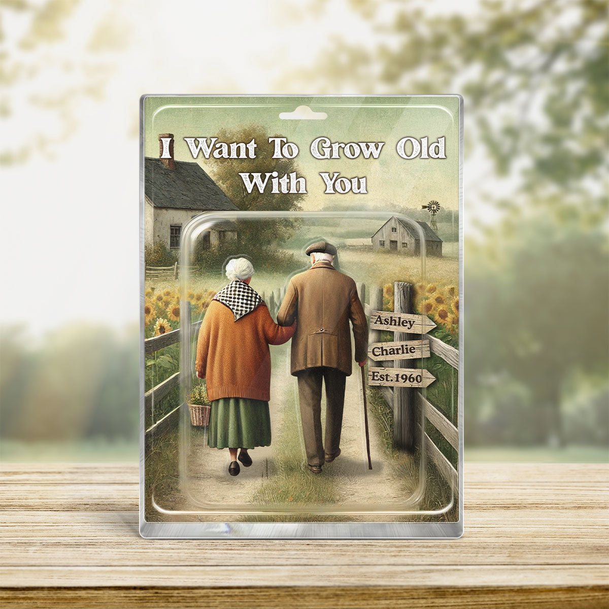 Eternal Love Couple Growing Old Together Toy Box Figures Style Personalized Acrylic Block Plaque