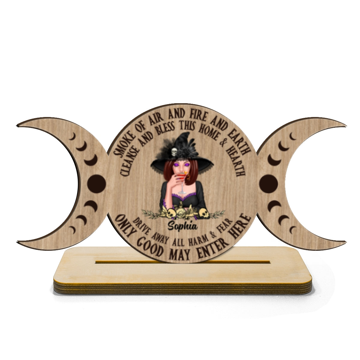 Only Good May Enter Here Wicca Home Decor Personalized Standing Wooden Plaque