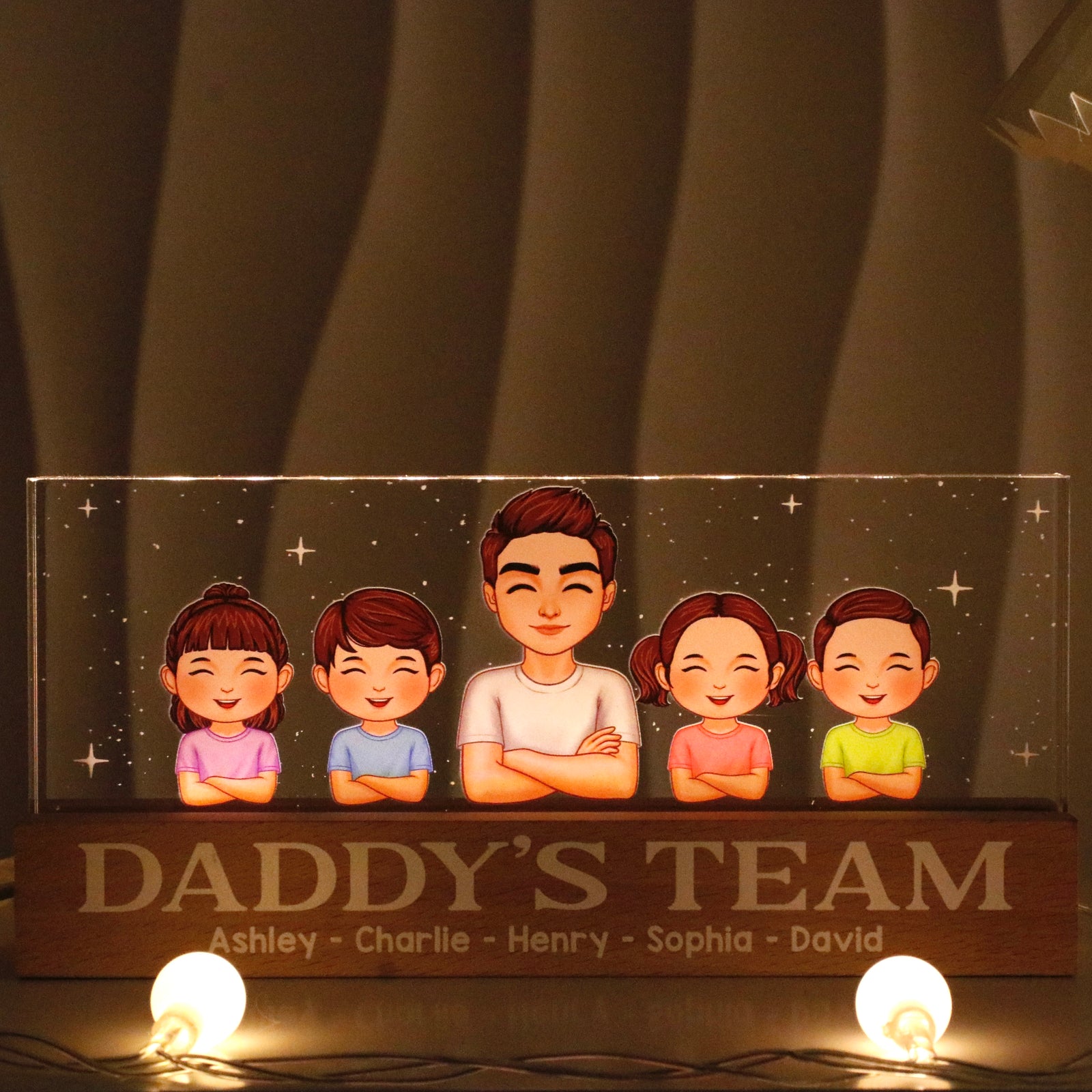 Daddy‘s Team Personalized Acrylic Block LED Night Light