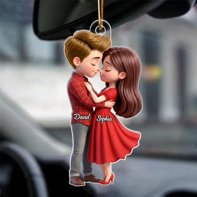 Romantic Love Couple - Personalized Acrylic Car Hanger - Sentimental Gift for him, for her