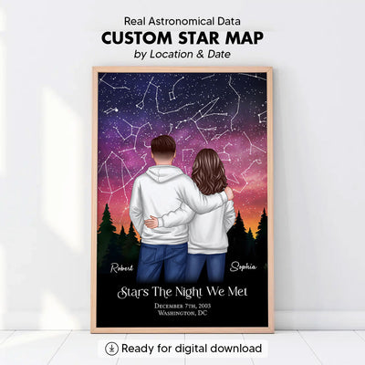 Under The Sky Star Map Couple Personalized Poster, Personalized Gift For Couples, Anniversary Special Day