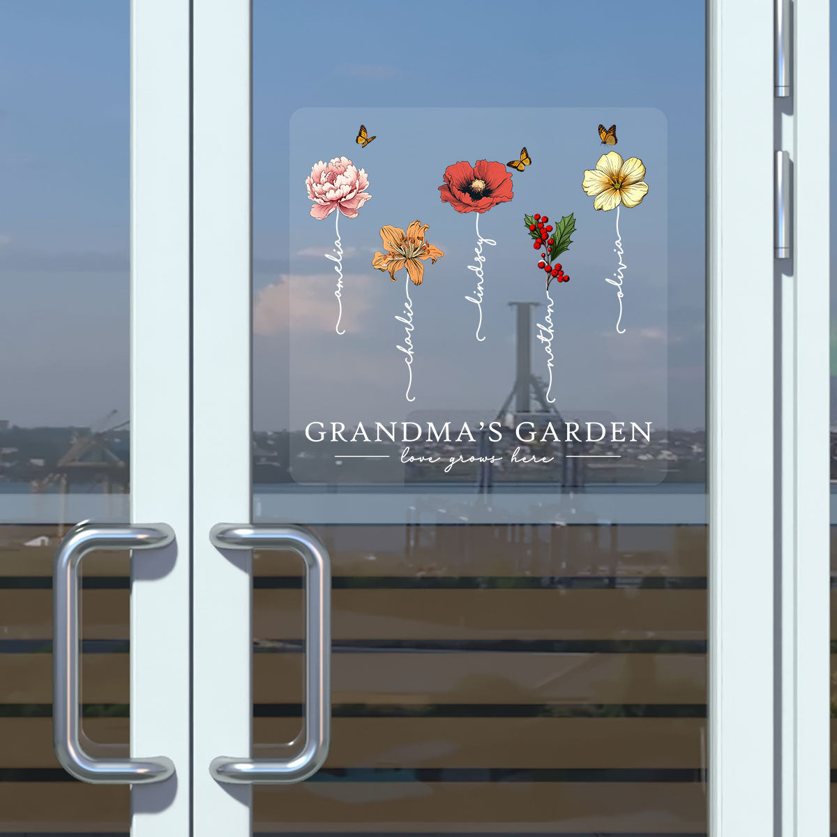 Grandma’s Garden Birth Flower Gift For Grandma Decor On Car Fridge Window Personalized Decal