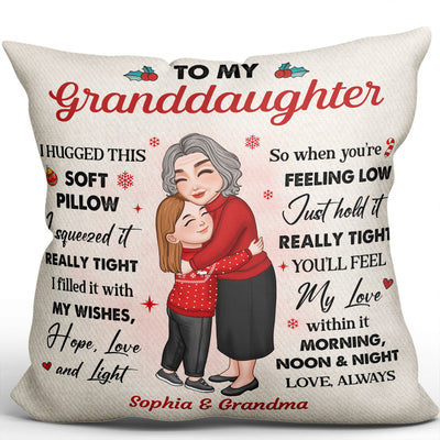 To My Granddaughter Grandson Grandma Hugging Personalized Pillow