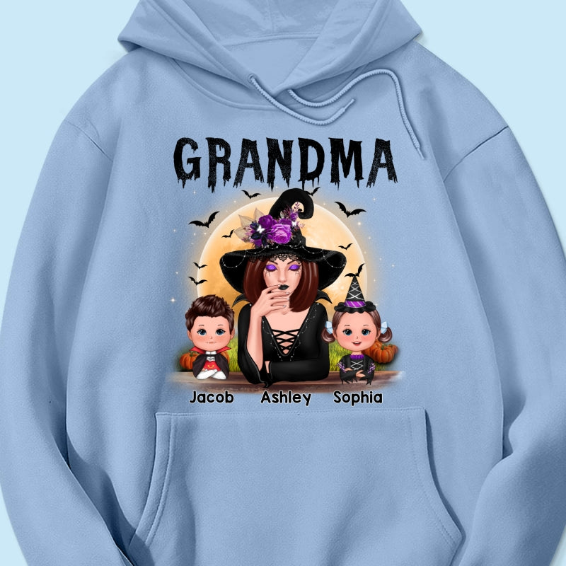 Grandma Mom Witch With GrandKids Halloween Personalized Shirt
