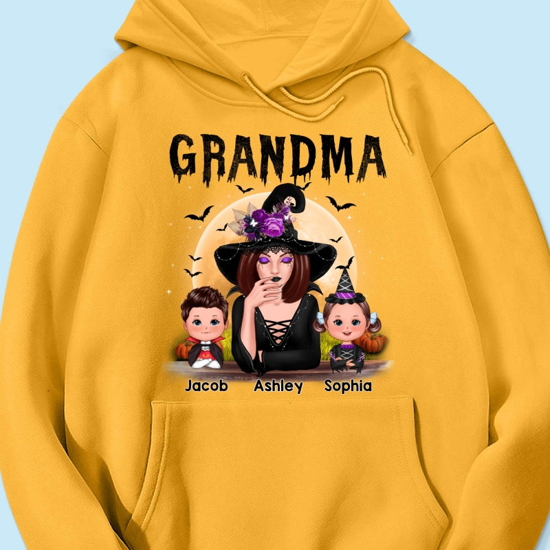 Grandma Mom Witch With GrandKids Halloween Personalized Shirt