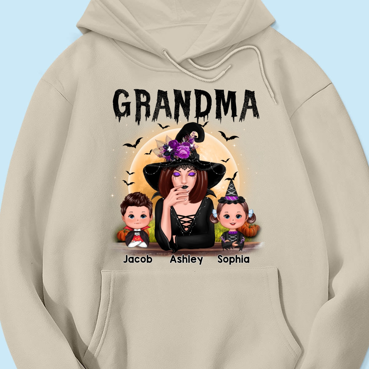 Grandma Mom Witch With GrandKids Halloween Personalized Shirt