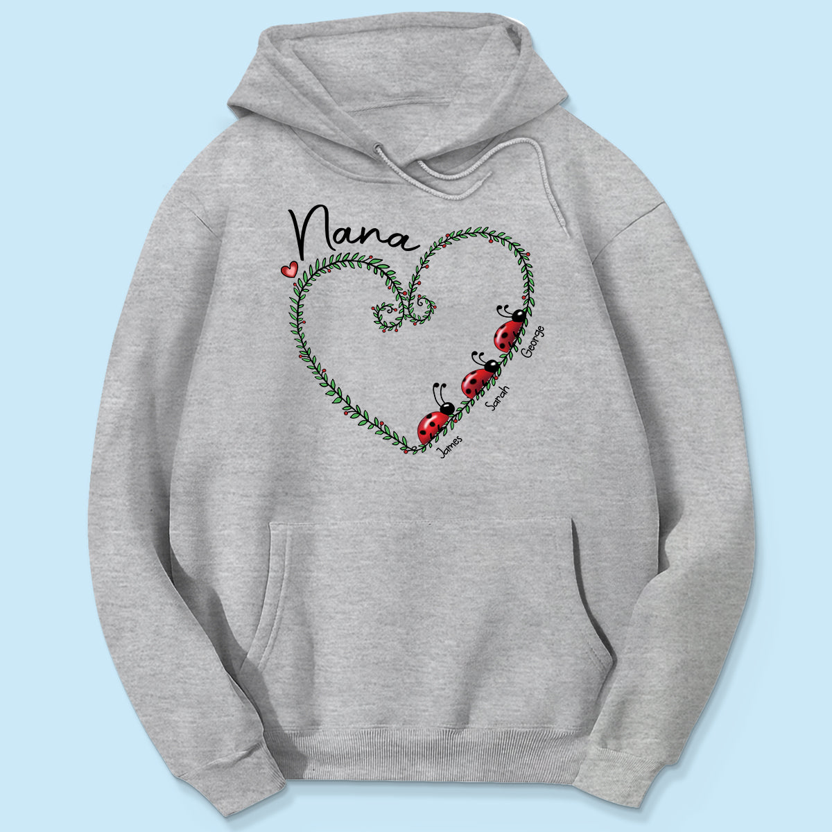 Grandma Mom Ladybug Heart Personalized Shirt