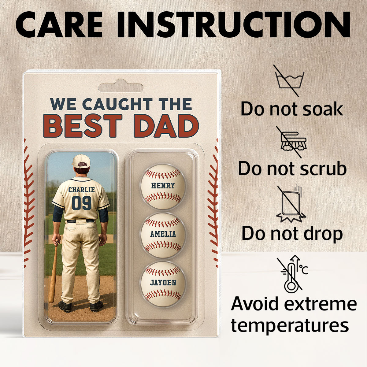 We Caught The Best Dad Grandpa Baseball Lover Realistic Figure Style Personalized Acrylic Block Plaque