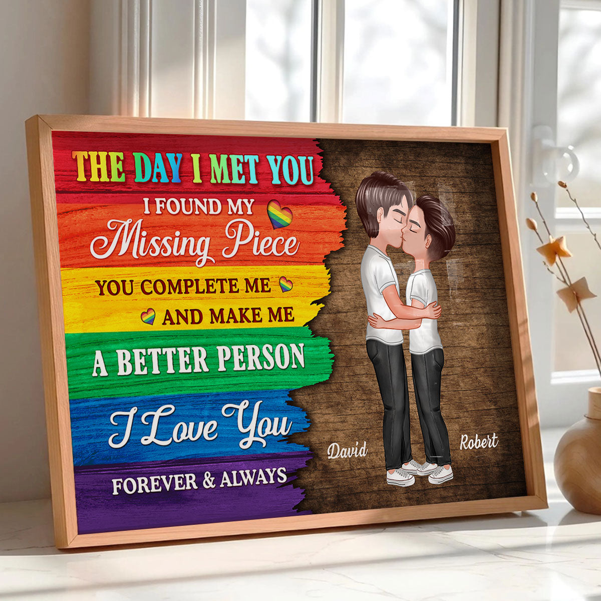 Half LGBT Flag Couple The Day I Met You Pride Month Personalized Poster, Gift For Couple