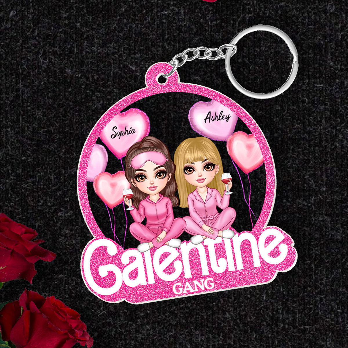 Galentine Gang Partners In Crime Pretty Girls Personalized Acrylic Keychain,  Gift, Social Club, Besties Gift