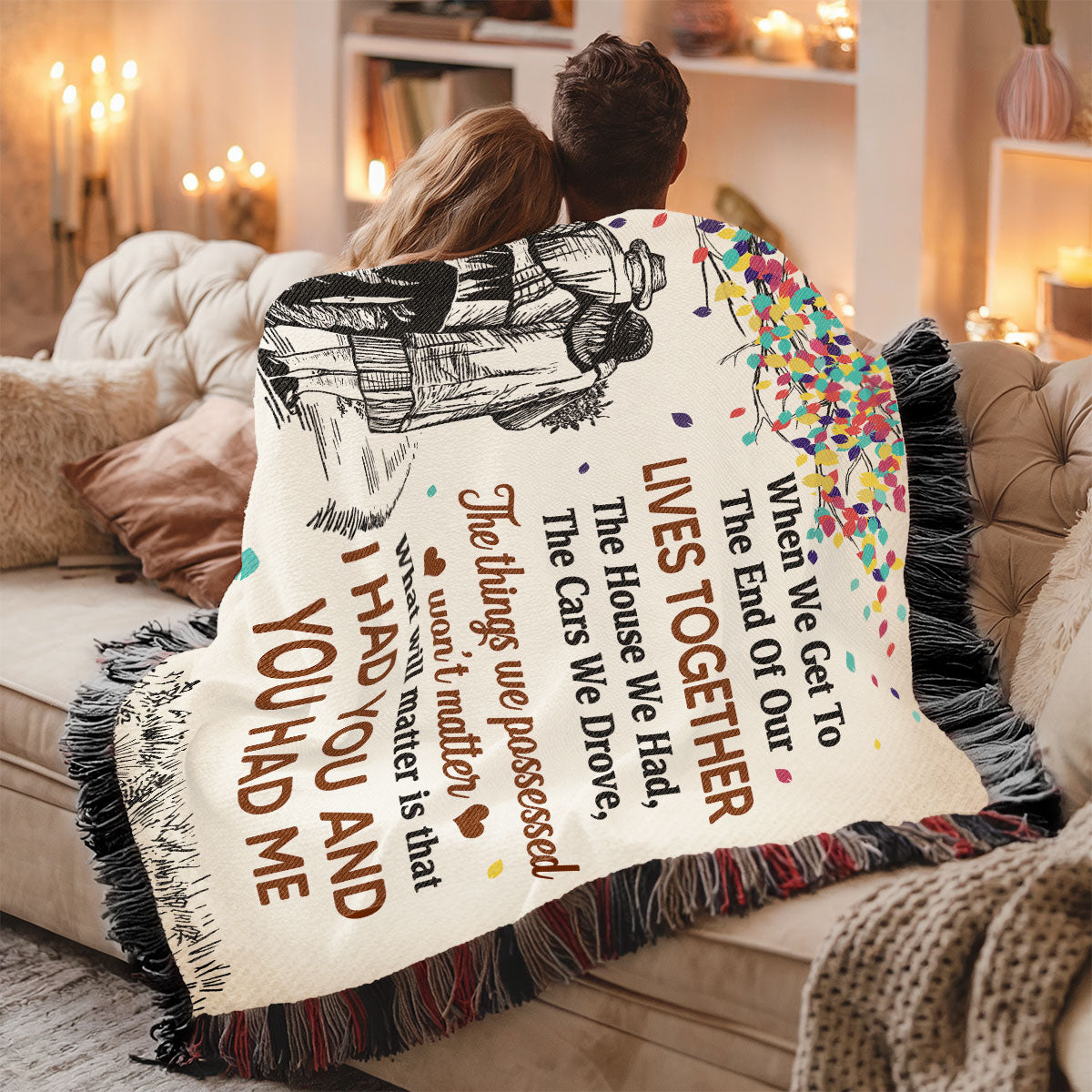 I Had You You Had Me Old Couple Walking Together Personalized Tapestry Woven Blanket