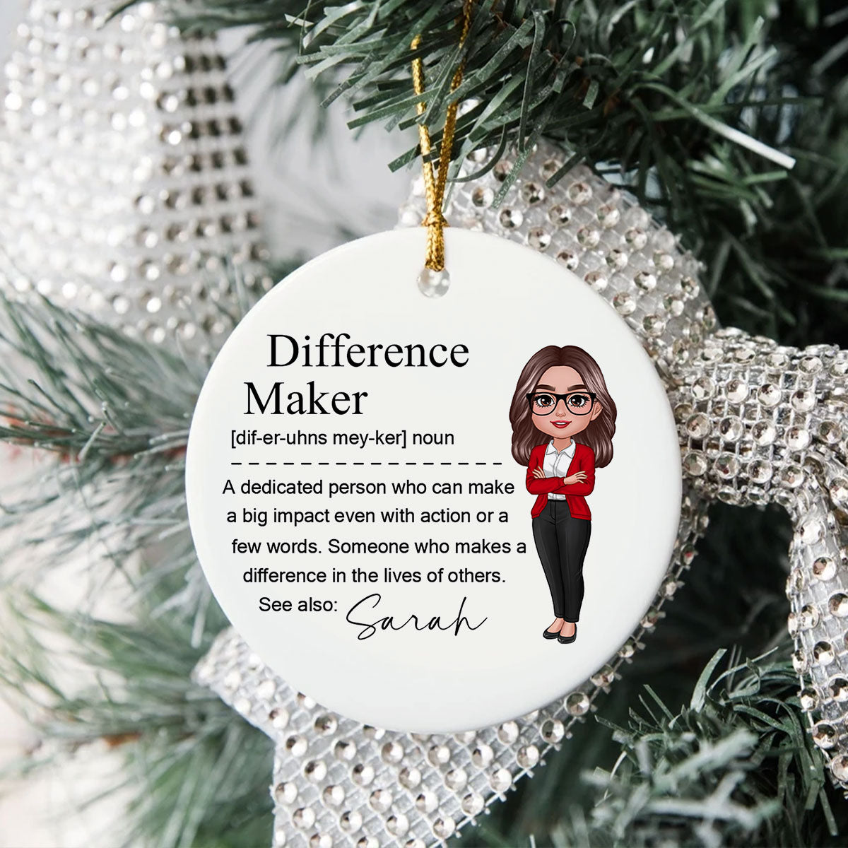 Difference Maker Personalized Ceramic Ornament, Mentor Appreciation Gift, Leader Gift, Gift for Teacher, Thank You Gift, Leaving Gift