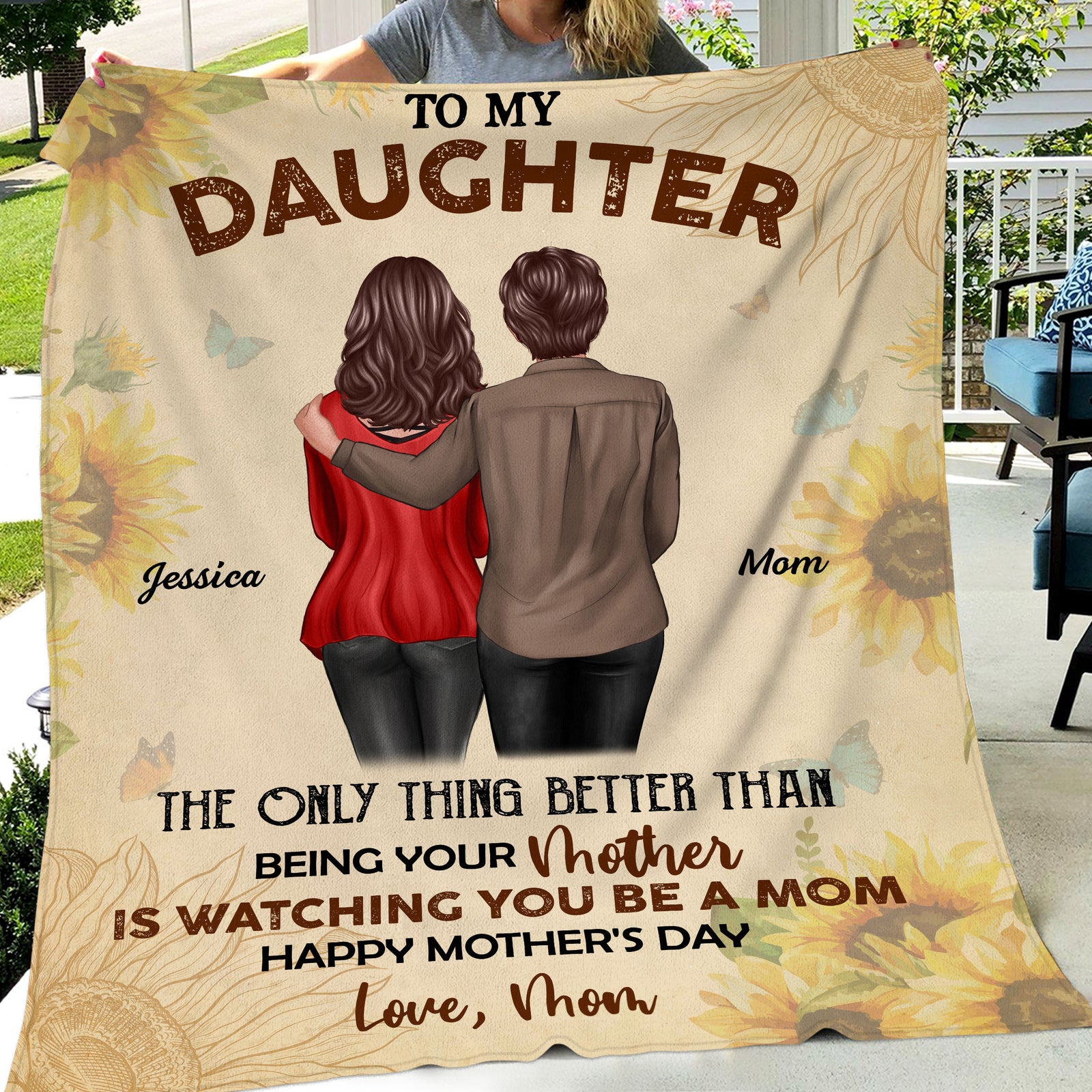 To My Daughter From Mom Happy Mother's Day Personalized Fleece Blanket, Gift For Daughter