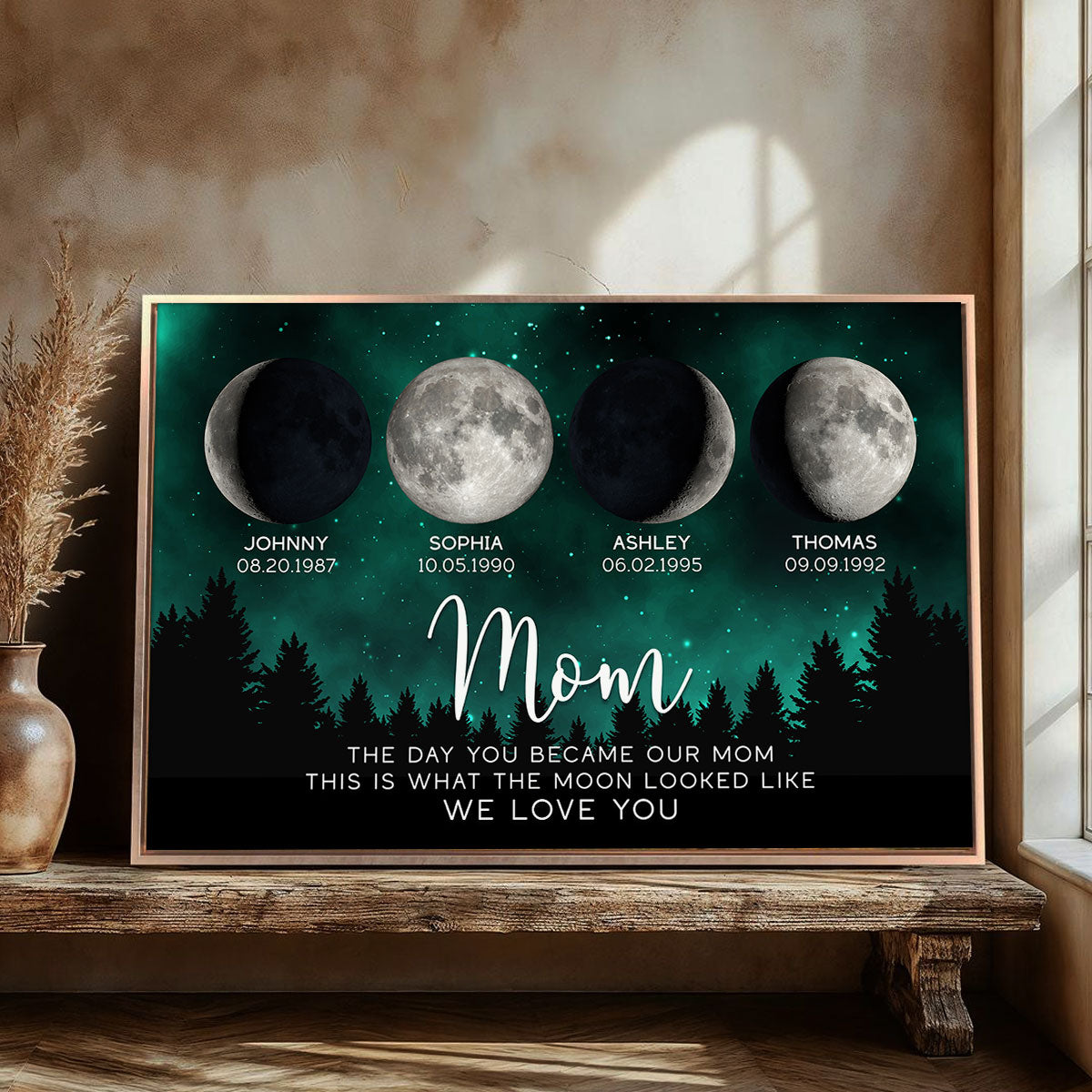 Galaxy Night The Day You Became Mom Custom Birth Moon Phase - Personalized Poster