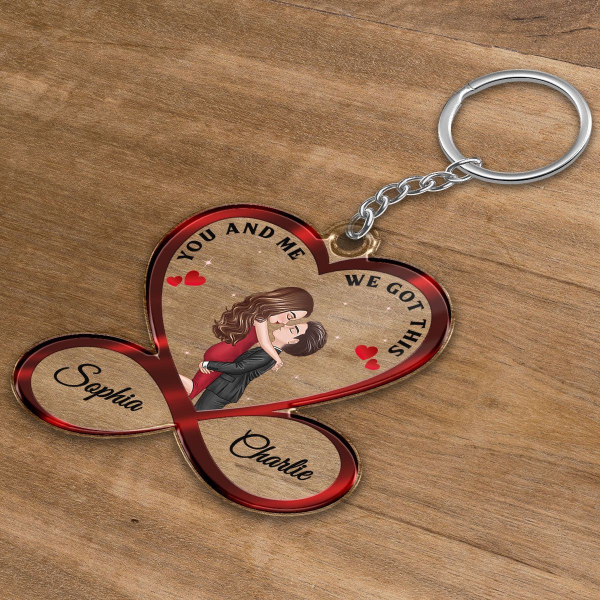 Infinity Heart Couple Hugging Kissing Personalized Acrylic Keychain - Anniversary Gift For Couple - Gift For Him Gift For Her