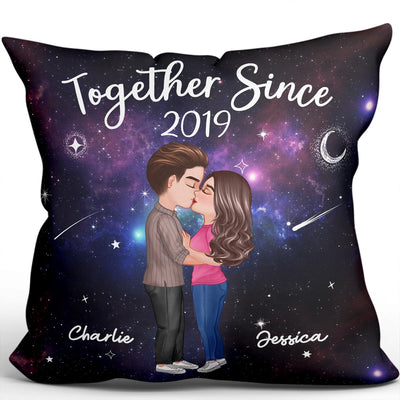 Doll Couple Kissing In Galaxy Night Personalized Pillow