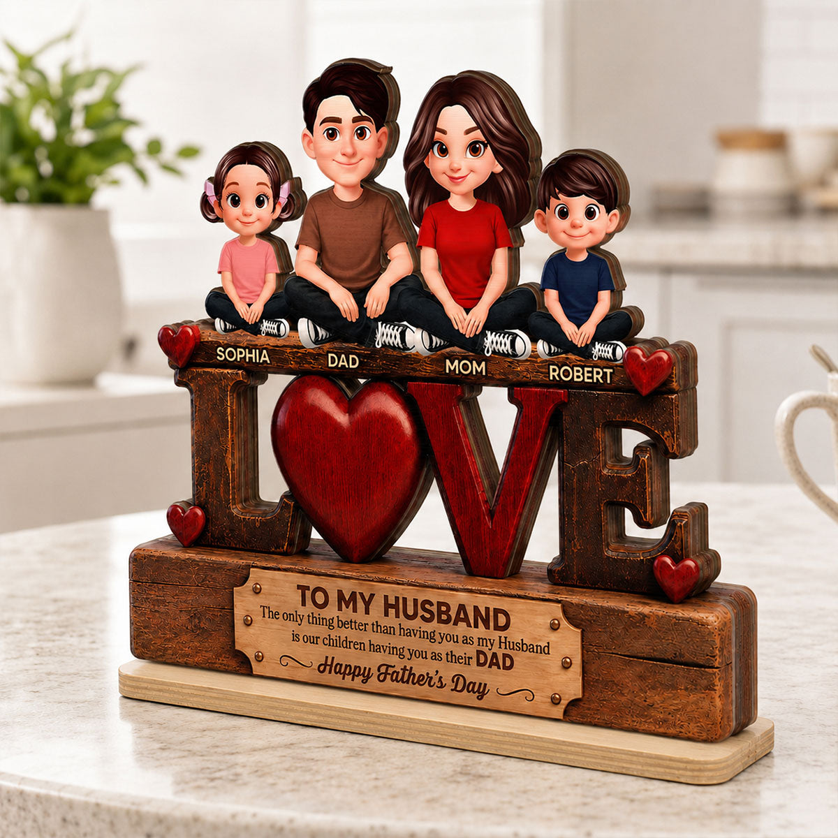 Forever Family Love To My Husband The Only Thing - Personalized 2-Layered Wooden Plaque - Father's Day Gift For Husband, Dad