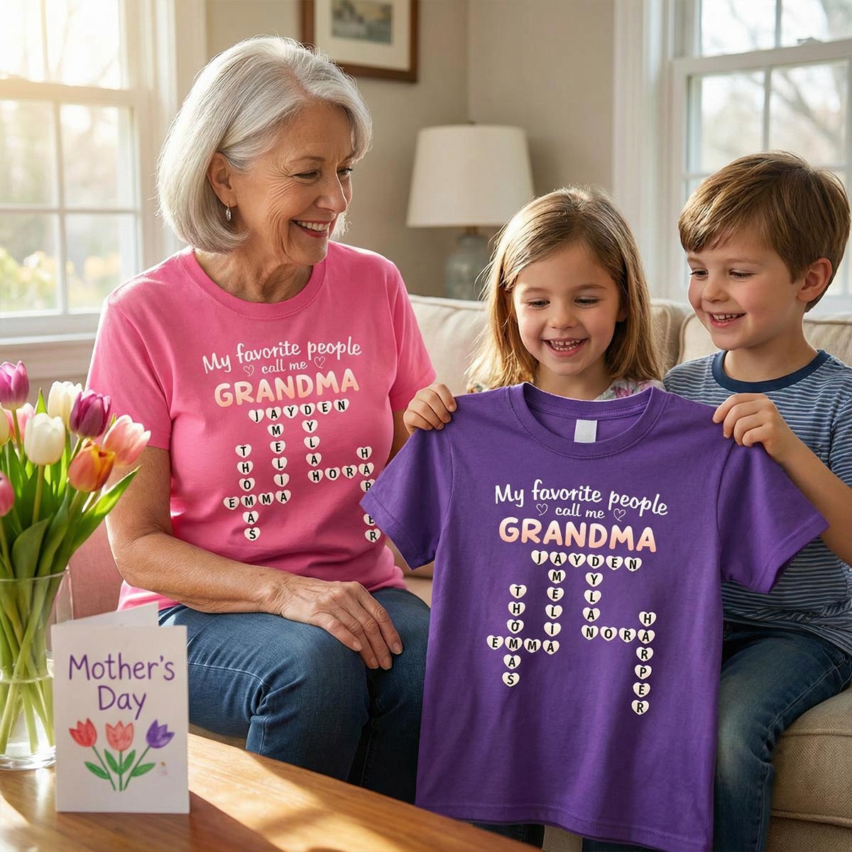 Favorite People Call Me Grandma Crossword Puzzle - Personalized Shirt - Mother's Day Gift For Grandma
