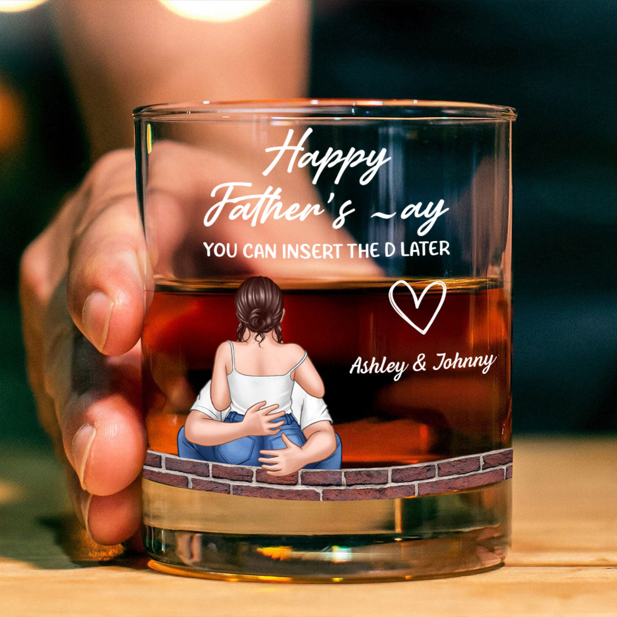 Happy Father's Day You Can Insert the D later Personalized Wine Glass, Funny Father's Day Gift for Husband, Gift for him