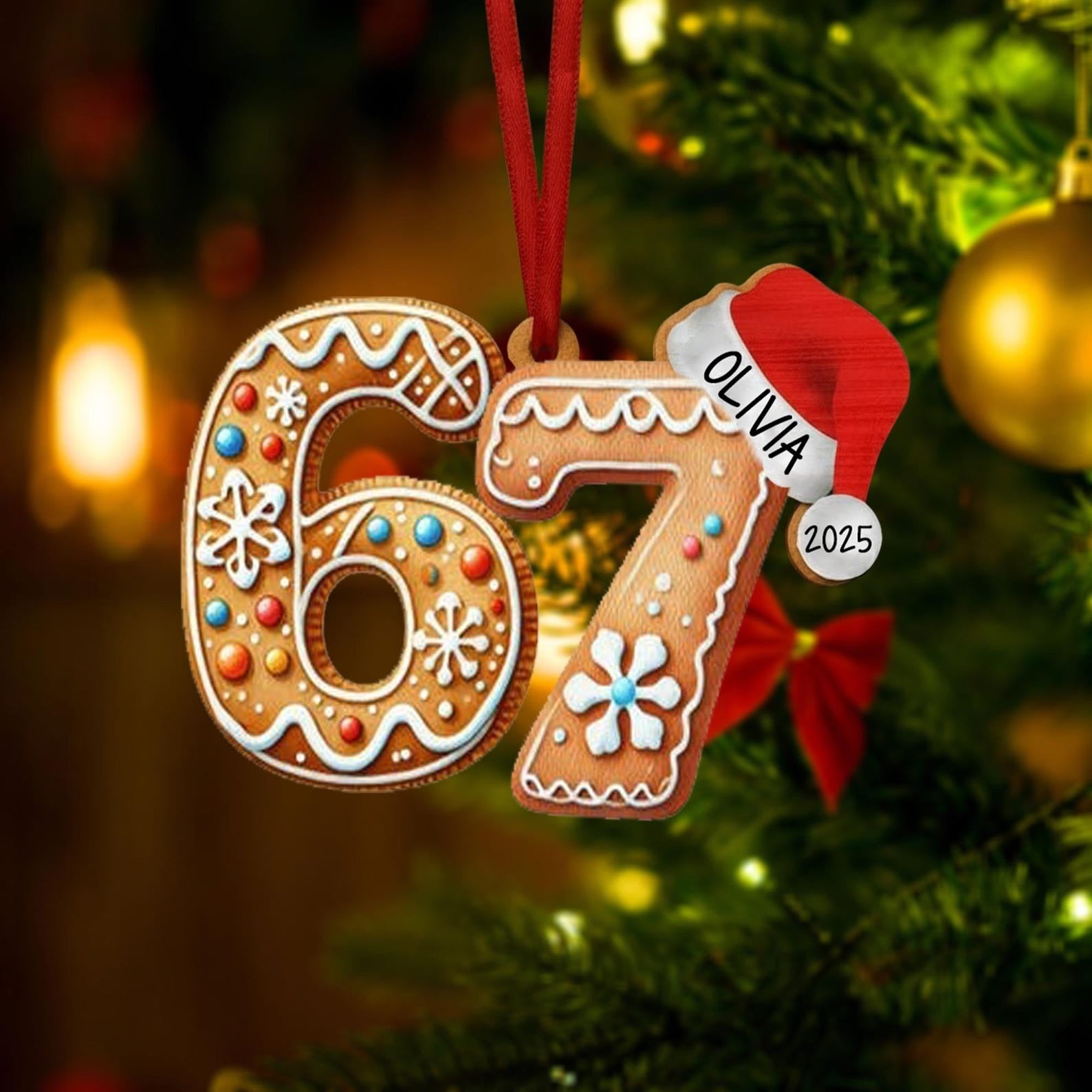 Custom Six Seven - Personalized Acrylic Ornament - Teen Slang Funny Tree Decor, Funny Teen Grandkid Gift
