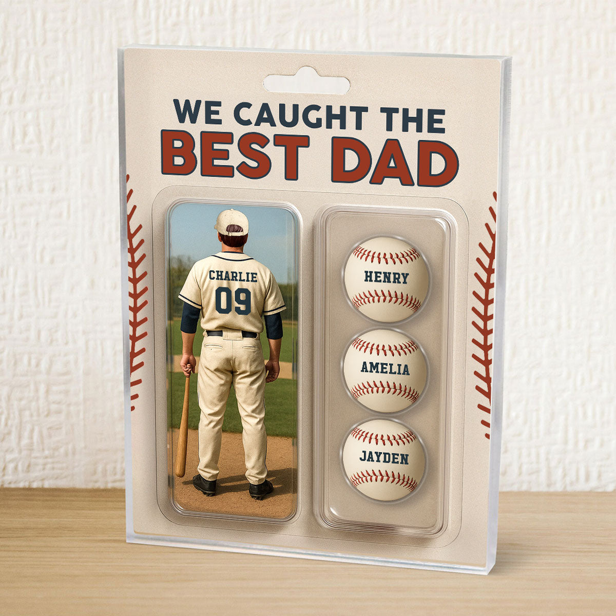 We Caught The Best Dad Grandpa Baseball Lover Realistic Figure Style Personalized Acrylic Block Plaque