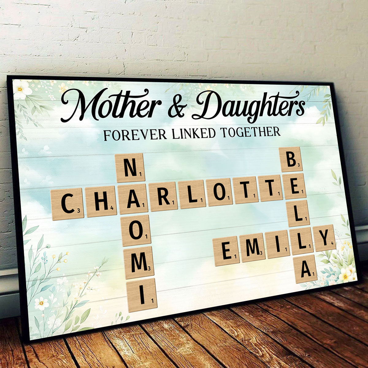 Mother & Daughters Sons Forever Linked Together Crossword Puzzle Art Personalized Poster
