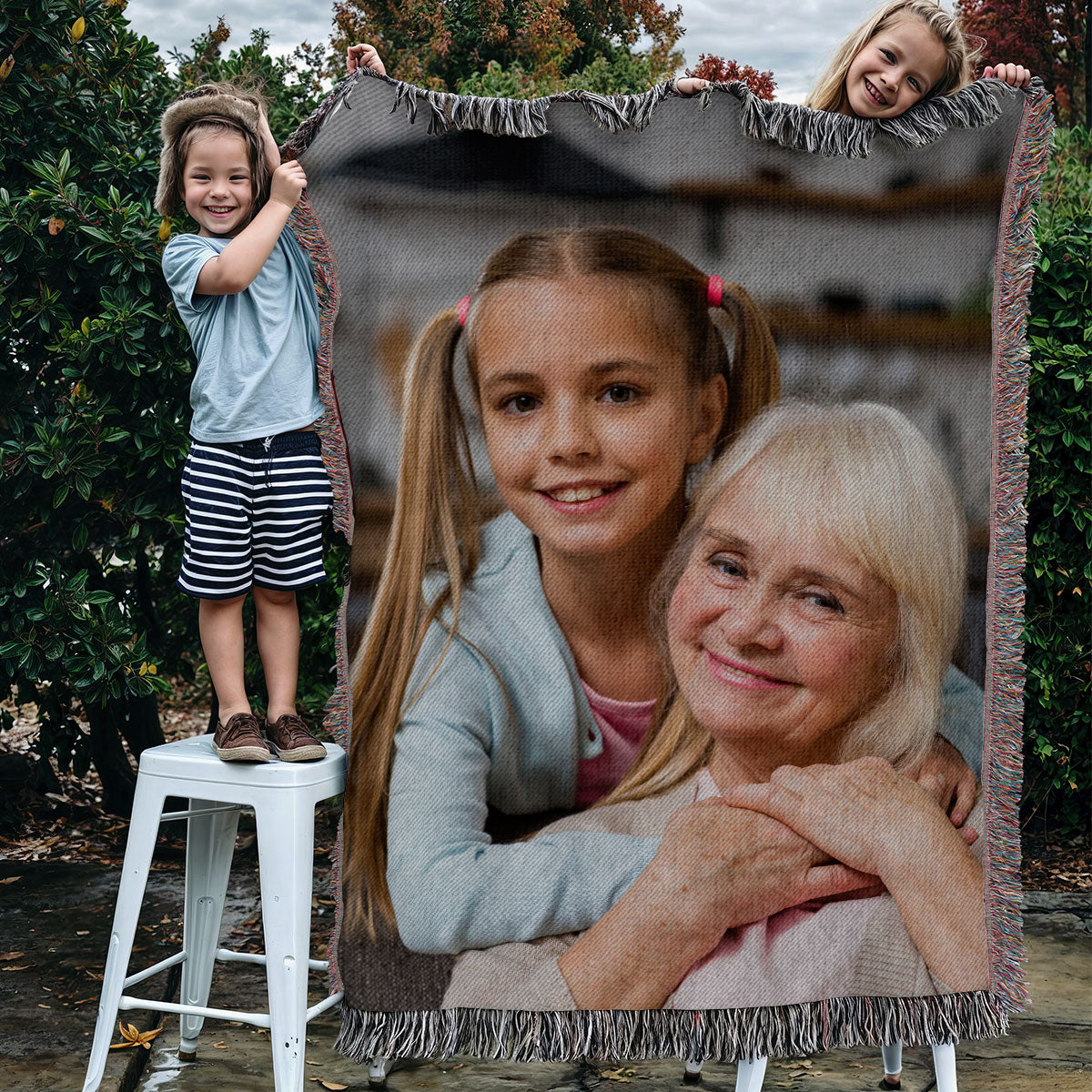 Custom Photo Unique Gift For Family Friends Personalized Tapestry Woven Blanket