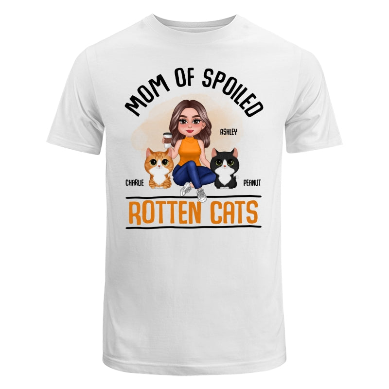 Mom Of Spoiled Rotten Cats Watercolor Cute Cat & Pretty Woman Personalized Shirt