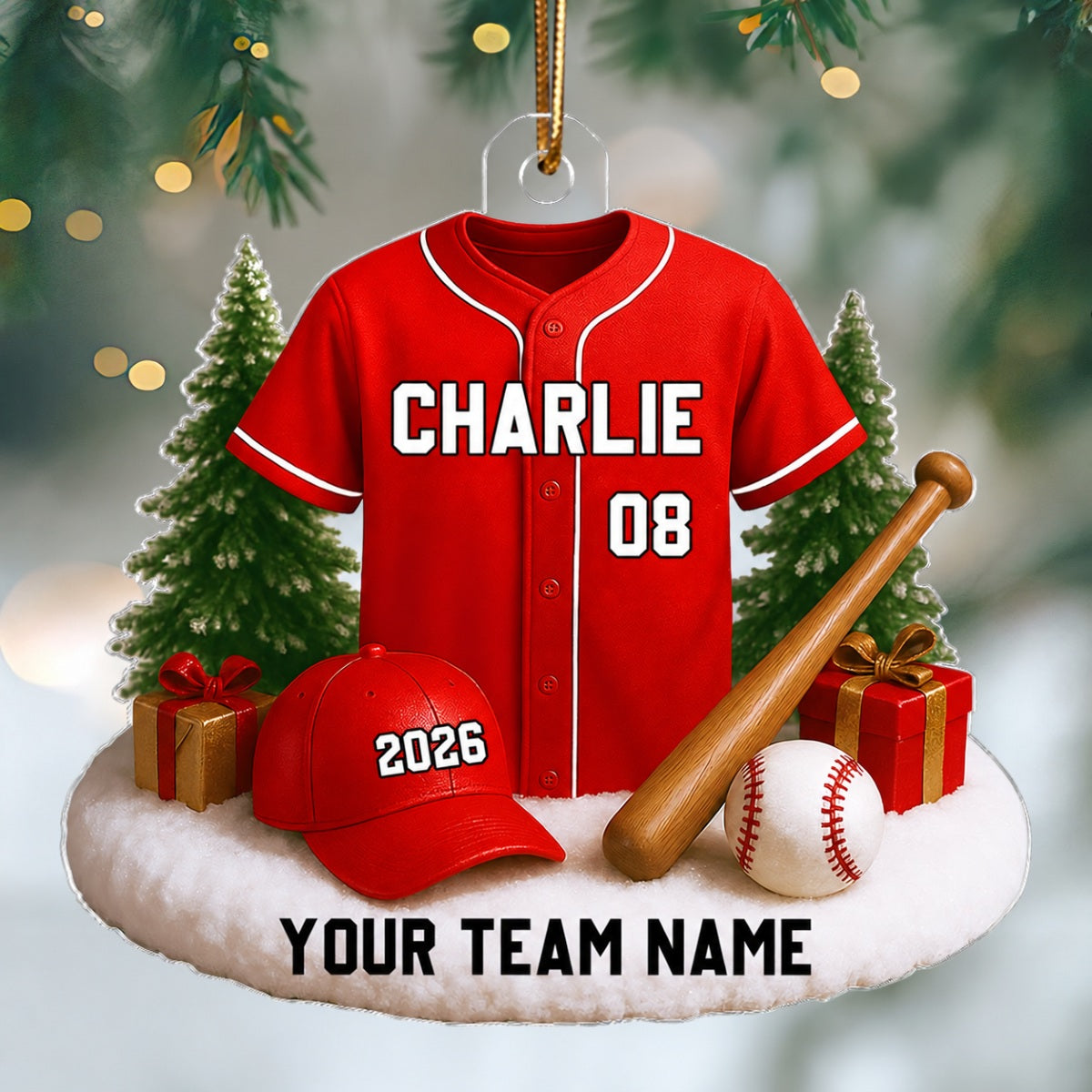3D Effect Baseball Player Uniform - Personalized Acrylic Ornament - Gift For Baseball Players, Baseball Team