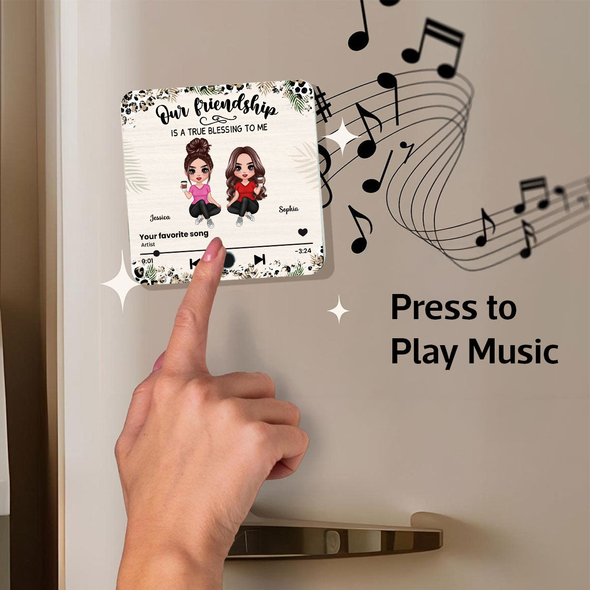 Our Friendship Is A True Blessing Besties Song Personalized Music Fridge Magnet