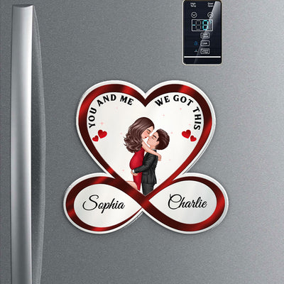 Infinity Heart Couple Hugging Kissing Valentine's Day, Anniversary Gift For Him Gift For Her Personalized Acrylic Fridge Magnet