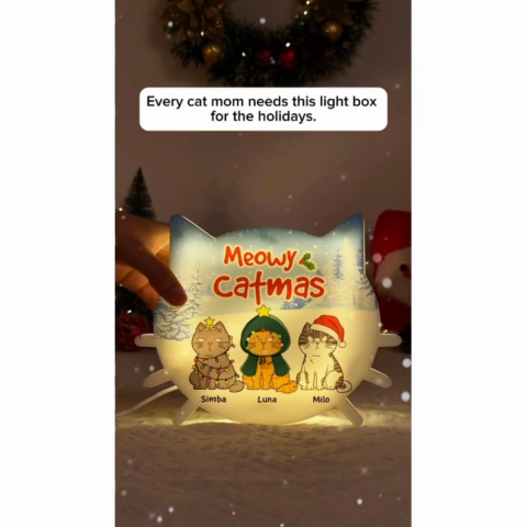 Christmas Funny Cute Cats Is This Jolly Enough - Personalized Light Box - Gift For Cat Lovers, Christmas Decoration